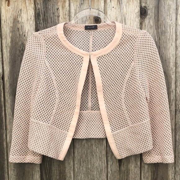 Basler Jackets & Blazers - Basler Cropped Cardigan Pastel Pink Mesh Jacket Size 4